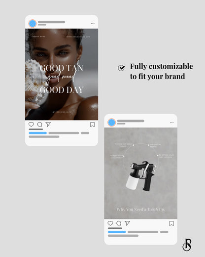 Spray Tan Brand Edit showcasing customizable social media templates for tanning businesses.