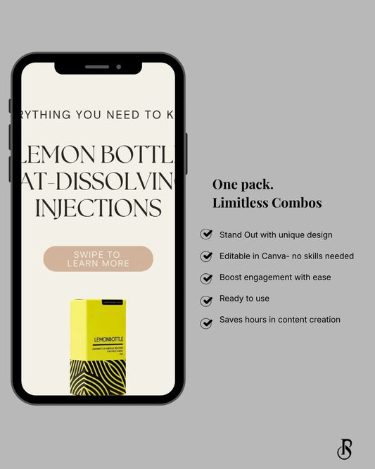 Lemon Bottle Post Pack displayed on a phone highlighting unique design and features for beauty professionals.