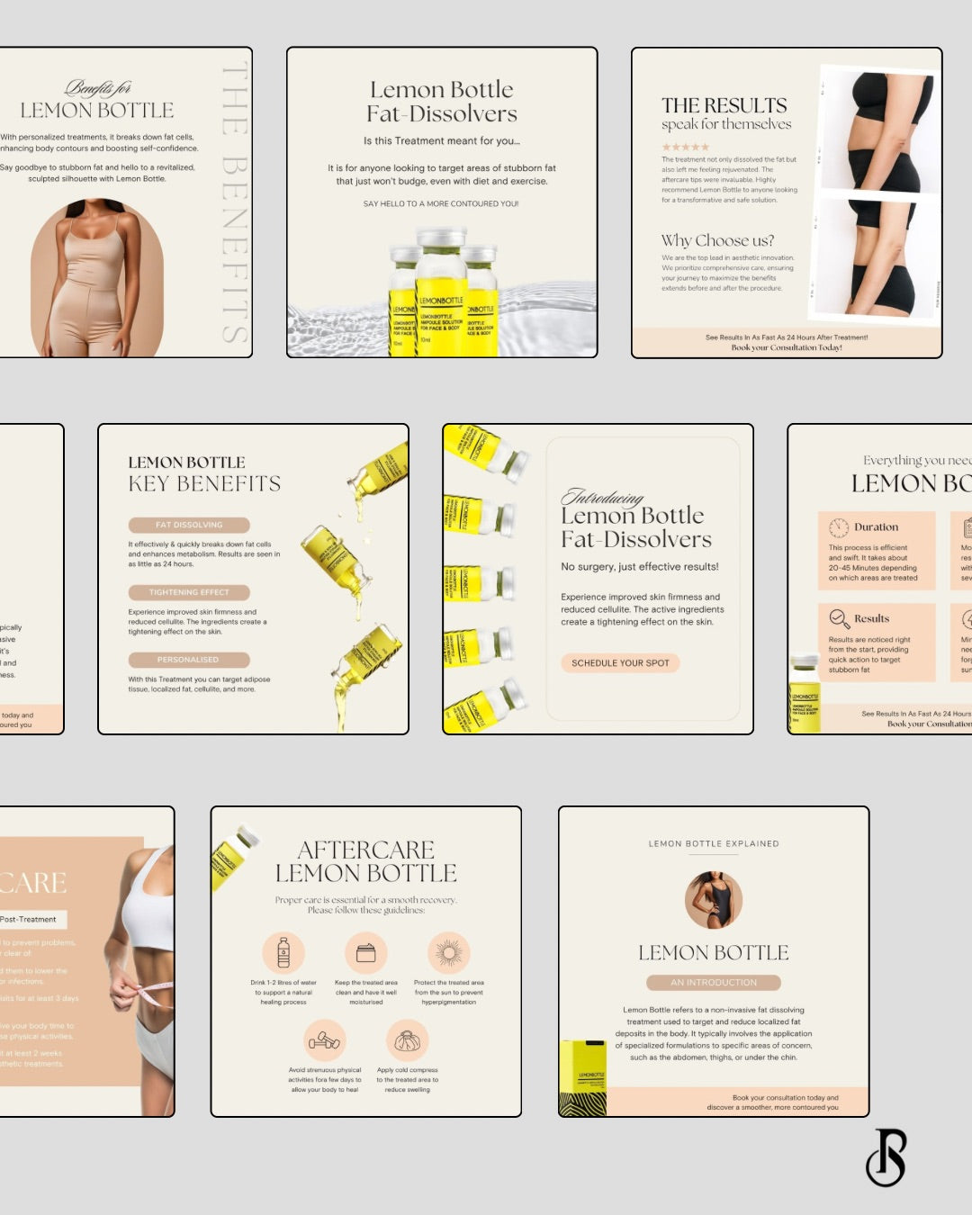 Lemon Bottle Post Pack – Aesthetic & Beauty Social Media Templates